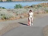 Stripped naked on bike path
