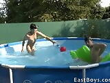 Ashton twins have fun at the pool
